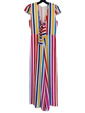 Color Me Courtney Sheree Jumpsuit Rainbow Pride Size 6 Lined Key Hole Opening